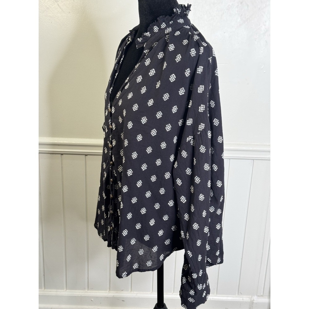 Anthropologie Pilcro Blouse XL Black Boho Cottagecore Prairie Top Romantic Folk - Picture 10 of 12